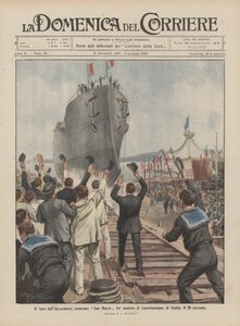 The Launch of the Armored Cruiser San Marco from the Castellammare di Stabia Shipyard on the 20th