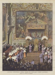 The Last Consistory in Rome, Leo XIII Proclaims the New Cardinals by Achille Beltrame