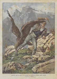 The Struggle Between an Eagle and a Shepherd on the Zerie Mountain, Near Trieste by Achille Beltrame