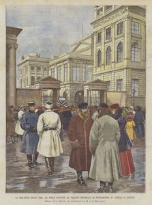 The Illness of the Tsar, The Crowd in Front of the Imperial Palace in St. Petersburg Waiting for News