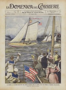 The Departure from Gloucester (United States) of Captain Blackburn on a Sailing Canoe