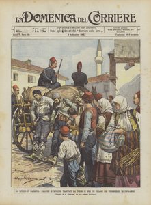 The Revolt in Macedonia, Bodies of Rebels Dragged by the Turks Through Villages by Achille Beltrame