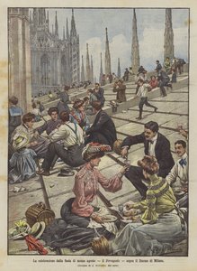 The Celebration of the Mid-August Festival, Ferragosto, Above the Cathedral of Milan