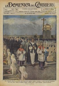 The Ceremony of Blessing the Graves in the Italian Military Cemetery of Amras by Achille Beltrame