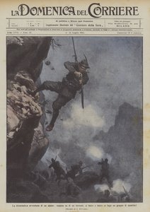 The dramatic adventure of an alpine soldier, suspended over a ravine, fights and drives away a group of Austrians