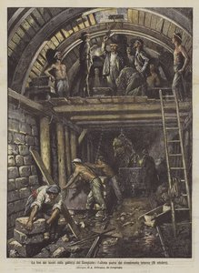 The End of the Works of the Simplon Tunnel, the Last Stone of the Inner Lining (October 18)