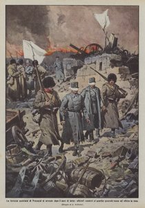 The Austrian fortress of Przemysl surrenders after 5 months of fighting, officers led to headquarters