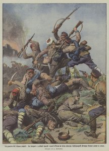 The war of the five peoples, between Bulgarians and Turkish soldiers from Asia the fight around by Achille Beltrame