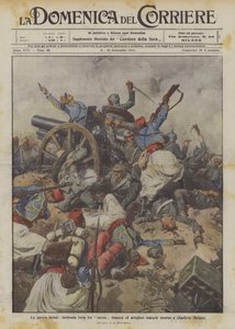 The Fierce War, Furious Battle Between French Turcos and German Artillerymen Around Charleroi (Belgium) by Achille Beltrame