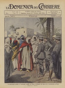 Peaceful penetration in Tripolitania, notables of southern Fezzan making an act by Achille Beltrame