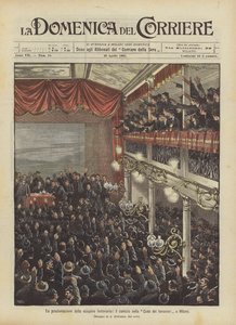 Proclamation of the railway strike, the rally at the House of Railway Workers in Milan by Achille Beltrame