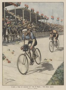 The arrival in Paris of the competitors of the Tour de France, Petit Breton winner