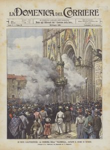 The Characteristic Festivals, The Ceremony of the Palombella in Front of the Cathedral of Orvieto by Achille Beltrame