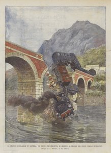 The Great Floods in Bavaria, A Train Falling Following the Collapse of the Bridge Near Muihldorf