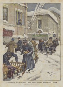 The Great Snowfalls in Little Russia, Soldiers Bring Supplies to the Inhabitants Blocked in Kharkov