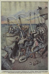 The German Attacks on Hospital Ships, the Sinking of the Lanfrane by Achille Beltrame