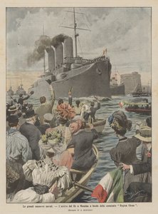 The Great Naval Maneuvers, the Arrival of the King in Messina Aboard the Battleship Regina Elena