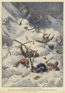 The Winter Dangers of the Mountain by Achille Beltrame