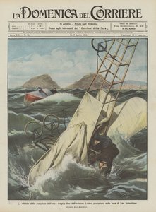 The victims of the conquest of the air, tragic end of aviator Leblon who fell into the bay of San Sebastian by Achille Beltrame