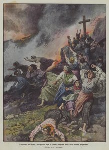 The Eruption of Etna, Hasty Flight of Women Surprised by Lava While Praying