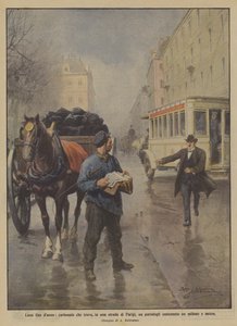 Happy Ending, Coalman Finds a Wallet Containing One and a Half Million on a Street in Paris by Achille Beltrame