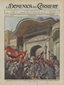 The Tragic Hour for Turkey, Enver Bey Appears Before the Sublime Porte to Demand by Achille Beltrame