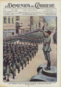 Along Via Nazionale in Rome, the New Youth of Italy Parades by Achille Beltrame