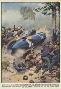 While Racing at 200 Kilometers per Hour, Between Two Wings of the Crowd, in a Race Near Paris by Achille Beltrame