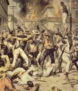 Mob hunting blacks in Springfield, Illinois by Achille Beltrame