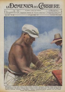 Mussolini, Bare-Chested Under the Sun, Threshing Grain in the Pontine Marshes After Twenty Centuries