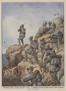 On the Cyrenaic plateau, Vestone alpine patrols scouting the sides of Derna