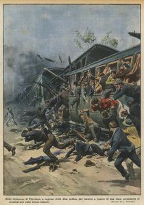 Near Vigevano, Due to Thick Fog, Two Steam Trams of a Line? by Achille Beltrame