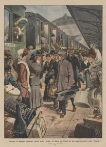 Departure of Dancers, Musicians, and Choristers from La Scala in Milan to Paris for a Performance of La Vestale by Achille Beltrame
