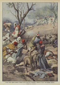 Arab Raiders Surprised During the Bivouac Near Cyrene to Force Them to Release a Leader by Achille Beltrame