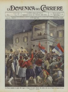 King Nicholas called to the balcony of the palace in Cetinje by the delirious crowd upon news of the surrender