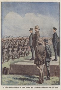 King Victor Emmanuel, Accompanied by the Crown Prince, Reviews a Brigade