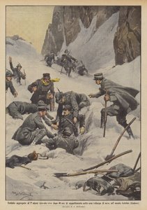 Soldier Attached to the 7th Alpini Found Alive After 40 Hours of Burial Under a Snow Avalanche by Achille Beltrame