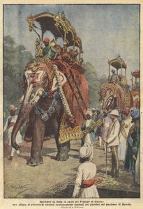 Fairytale Splendors in Honor of the Prince of Wales, a Parade of Picturesque Elephants by Achille Beltrame