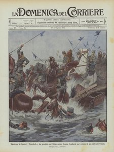 Squadron of Montebello lancers falling into the Ticino near Somma Lombardo due to the collapse of a temporary bridge