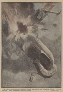 In the Carso, One of Our Aviators Attacked an Enemy Observation Balloon, Which Fell Burning by Achille Beltrame