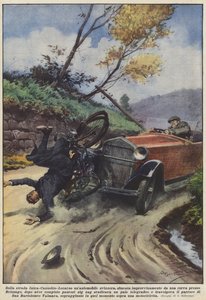 On the Intra-Cannobio-Locarno Road, a Swiss Car Suddenly Emerged from a Curve