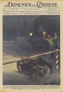 On the Parma-Mantua road, at night, two motorcyclists realized too late by Achille Beltrame