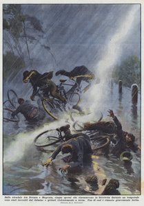 On the Road Between Novara and Magenta, Five Workers Returning Home by Bicycle