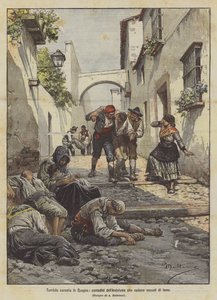 Terrible Famine in Spain, Andalusian Peasants Falling Exhausted from Hunger