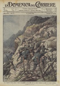 Among the peaks of Monte Chiesa and Monte Campigoletti (over 2000 meters) the alpini break through three... by Achille Beltrame