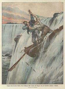 Tragic fight between two rivals a short distance from Niagara Falls which then swept away the boat and the fighters