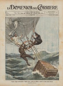 Tragic journey of the Regina Elena balloon, departed from Milan and crashed into the sea near Ancona by Achille Beltrame