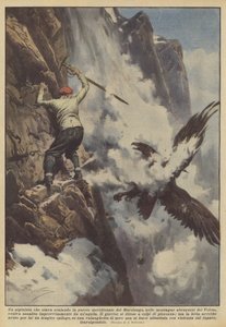 A Mountaineer Climbing the Southern Wall of Murolungo in the Abruzzo Mountains