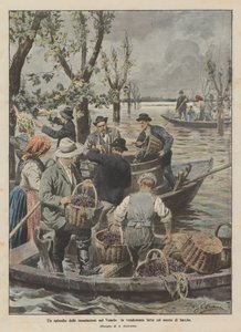 An Episode of the Floods in Veneto, the Harvest Done by Means of Boats