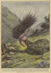 A Bundle of Wood, Arriving at Great Speed at the Base of the Cable Car on a Mountain Near Varese...